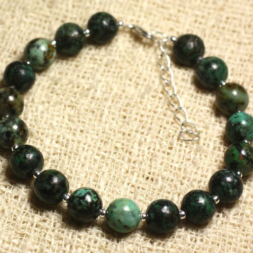 Bracelet argent 925 et pierre semi précieuse - turquoise d'afrique 8mm