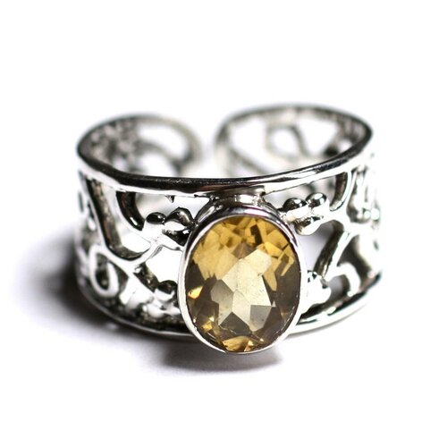N224 - bague argent 925 et pierre - citrine ovale facetté 9x7mm