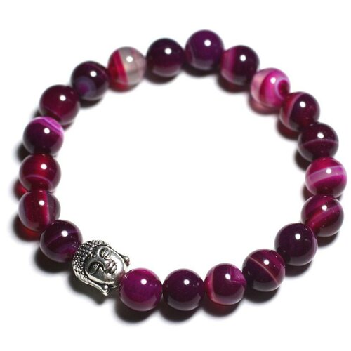 Bracelet bouddha et pierre semi précieuse - agate rose