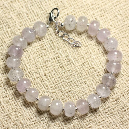 Bracelet argent 925 et pierre - améthyste claire rondelles 8x5mm