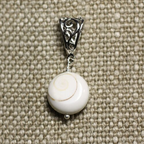 Collier pendentif coquillage - oeil de shiva sainte lucie rond 15mm