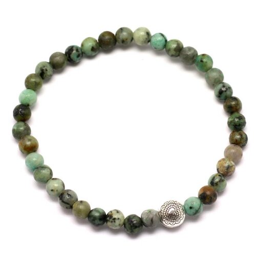 Bracelet pierre semi précieuse turquoise afrique 4mm et perle argentée