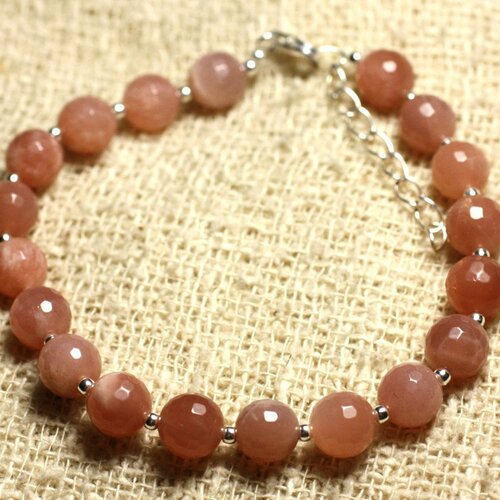 Bracelet argent 925 et pierre - pierre de soleil facettée 7mm