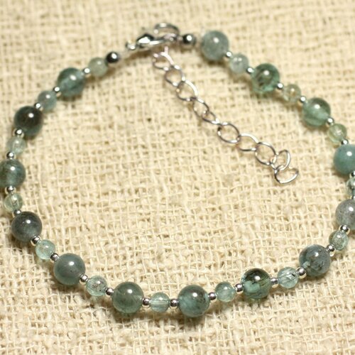 Bracelet argent 925 et pierre - apatite 3 et 5mm