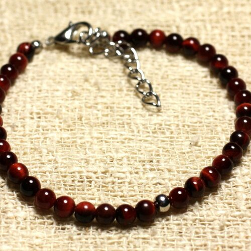 Bracelet argent 925 et pierre semi précieuse oeil de taureau 4mm