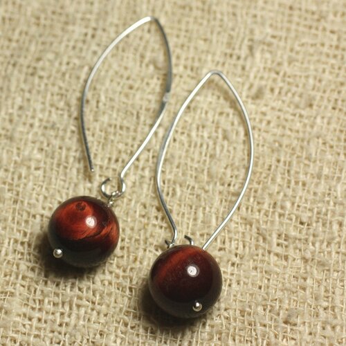Boucles d'oreilles argent 925 crochets 40mm - oeil de taureau 12mm