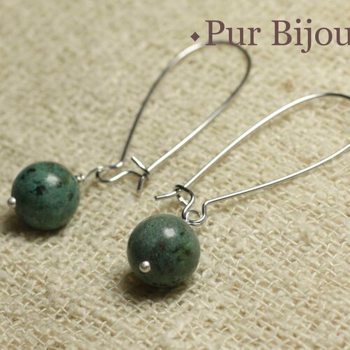 Boucles d'oreilles pierre - turquoise d'afrique 10mm
