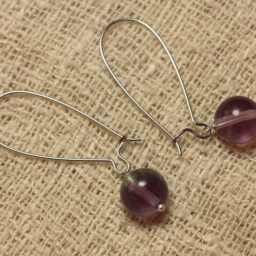 Boucles d'oreilles fluorite violette