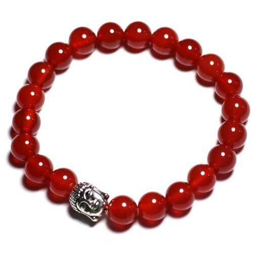 Bracelet bouddha et pierre semi précieuse - cornaline 8mm