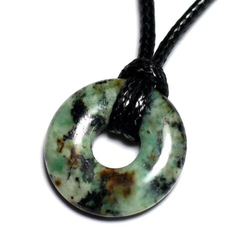Collier pendentif en pierre - turquoise afrique donut pi 20mm
