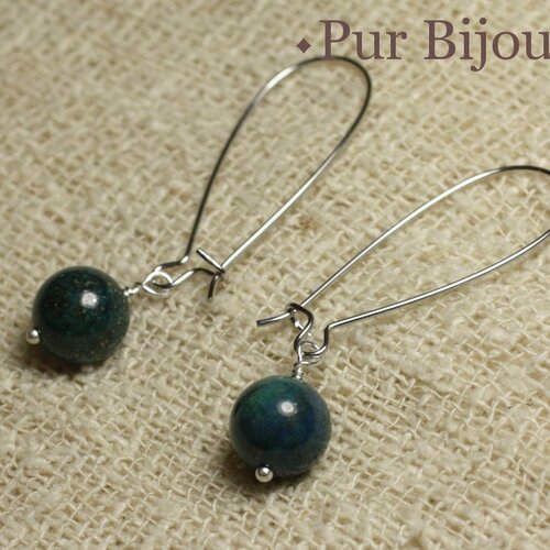 Boucles d'oreilles pierre - chrysocolle 10mm