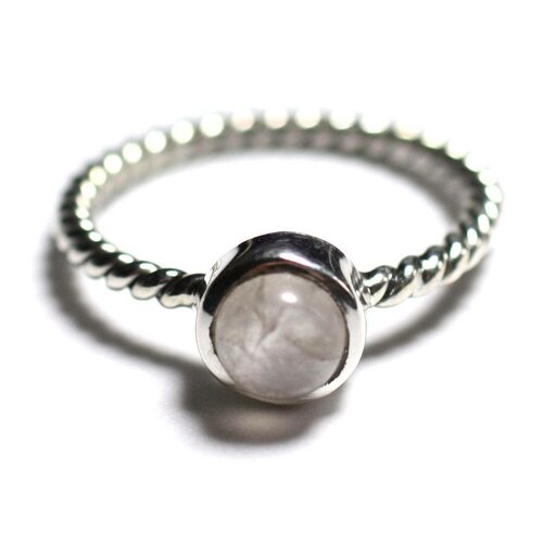 N231 - bague argent 925 et pierre - quartz rose 6mm anneau torsade