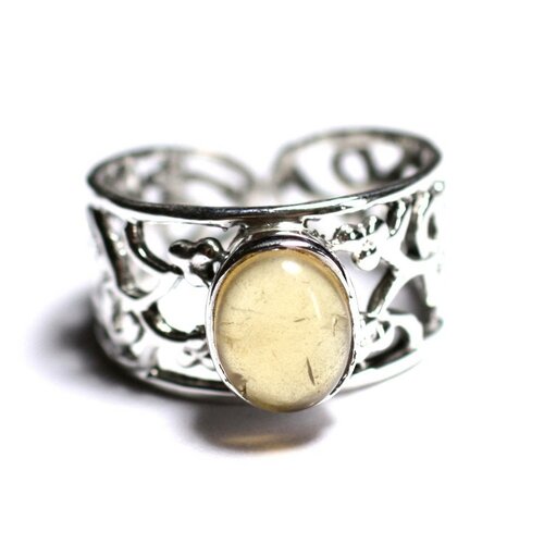 N224 - bague argent 925 et pierre semi précieuse - citrine ovale 9x7mm