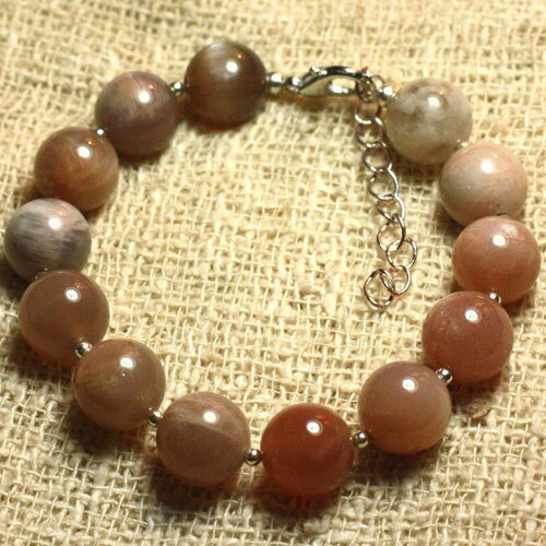 Bracelet argent 925 et pierre - pierre de soleil 10mm