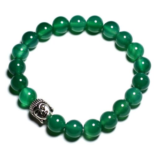 Bracelet bouddha et pierre semi précieuse - onyx vert