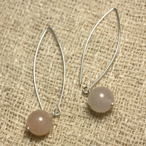 Boucles d'oreilles argent 925 aventurine rose 10mm