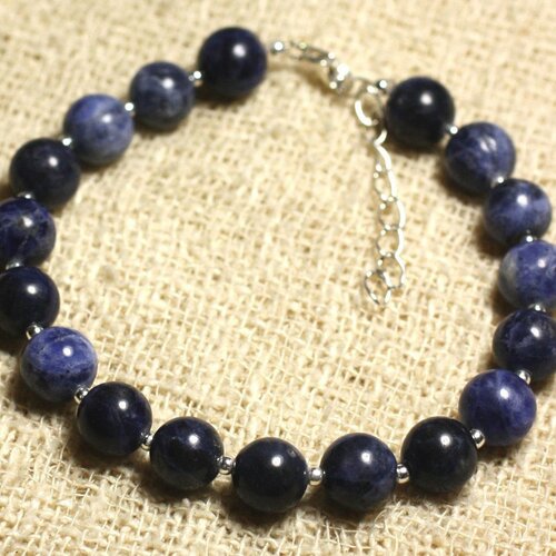 Bracelet argent 925 et pierre semi précieuse - sodalite 8mm