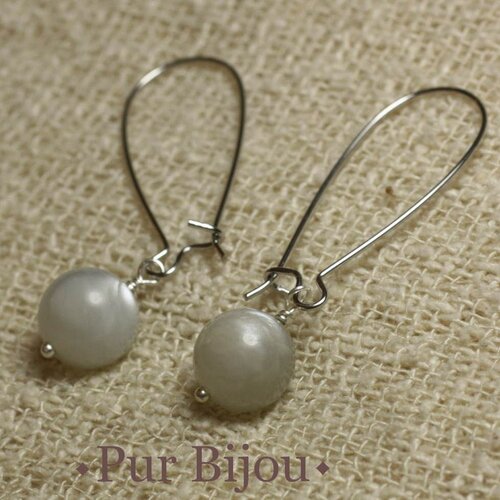 Boucles d'oreilles pierre semi précieuse - pierre de lune orientale