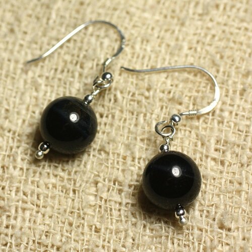 Boucles d'oreilles argent 925 - oeil de faucon 10mm