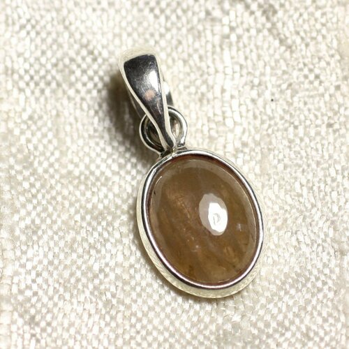 N14 - pendentif argent massif 925 et pierre - tourmaline ovale 11mm