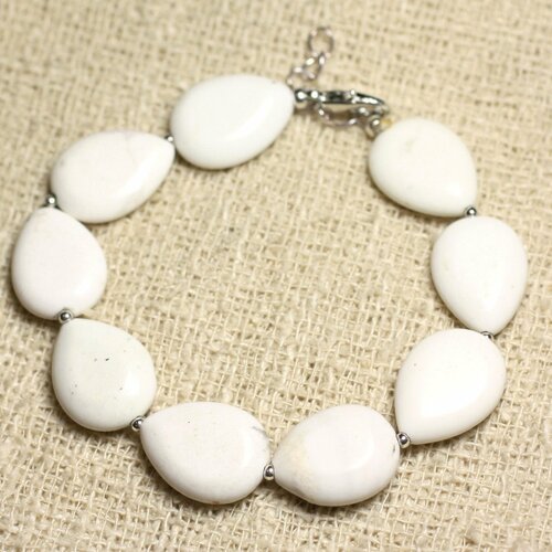 Bracelet argent 925 et pierre - magnésite gouttes 18mm