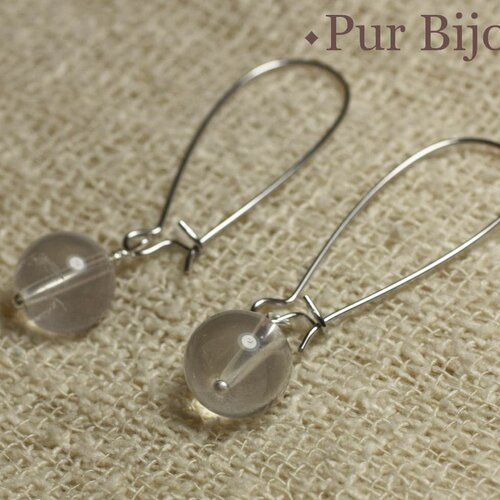 Boucles d'oreilles pierre semi précieuse - cristal de roche quartz10m