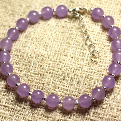 Bracelet argent 925 et pierre - jade mauve 6mm