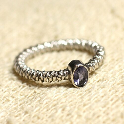 N225 - bague argent 925 et pierre semi précieuse - iolite cordiérite facettée 7x5mm