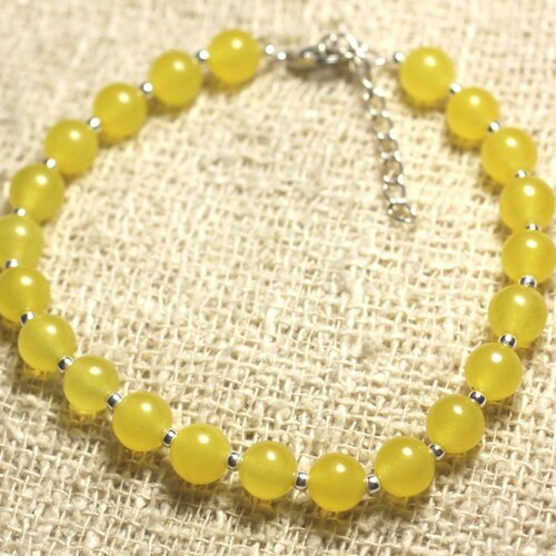 Bracelet argent 925 et pierre - jade jaune 6mm