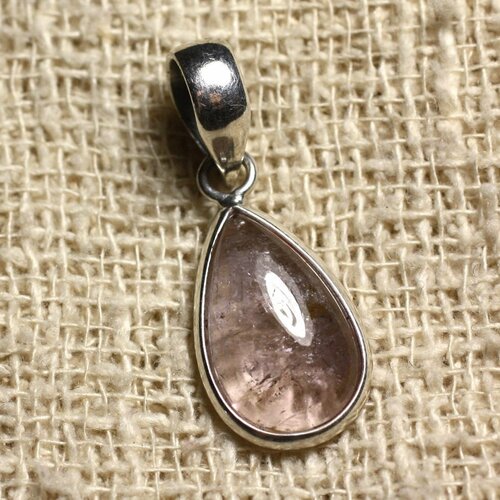 N8 - pendentif argent 925 et pierre - tourmaline goutte 16x10mm