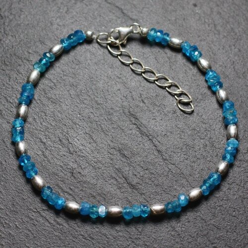 Bracelet argent 925 et pierre - apatite rondelles facettées 3mm