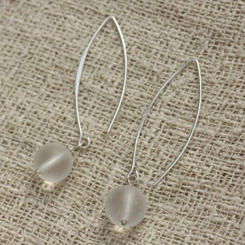 Boucles d'oreilles argent 925 40mm - cristal quartz 10mm