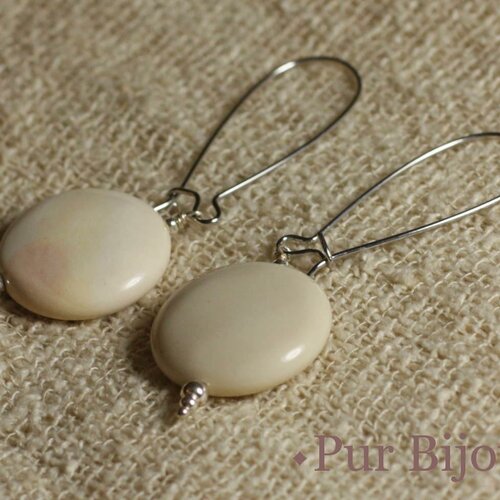 Boucles d'oreilles pierre - jaspe mokaïte 15mm