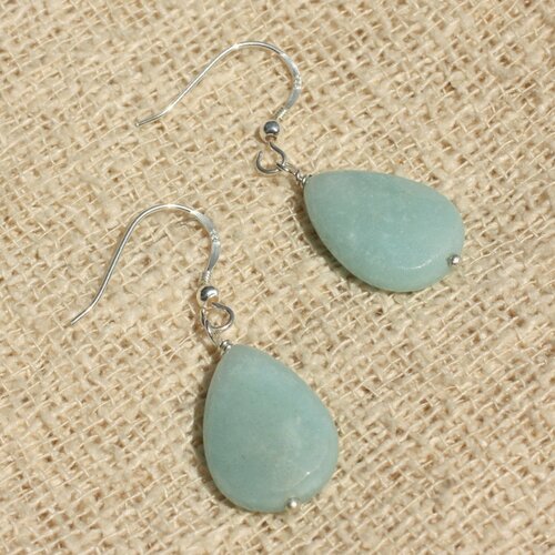 Boucles d'oreilles argent 925 - amazonite gouttes 18x13mm