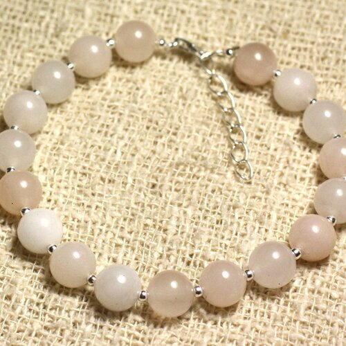 Bracelet argent 925 et pierre semi précieuse - aventurine rose 8mm