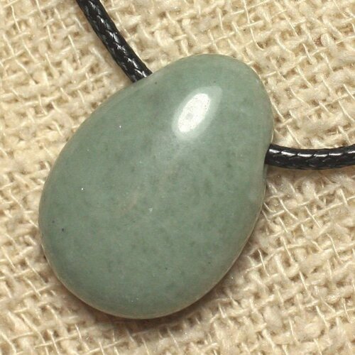 Collier pendentif en pierre - jade goutte 25mm