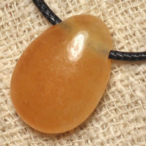Collier pendentif en pierre - calcite jaune goutte 25mm