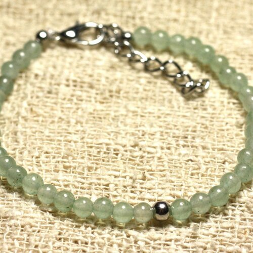 Bracelet argent 925 et pierre semi précieuse aventurine 4mm