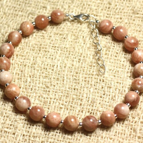 Bracelet argent 925 et pierre - pierre de soleil 6mm