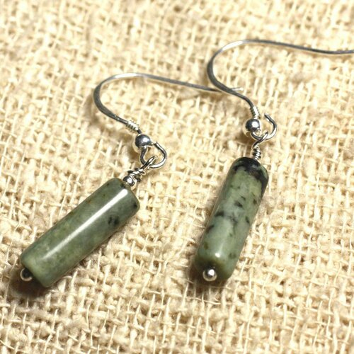 Boucles d'oreilles argent 925 - turquoise d'afrique tubes 15x5mm