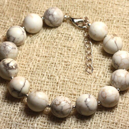 Bracelet argent 925 et pierre - magnésite 10mm