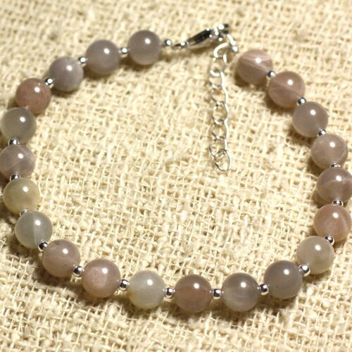 Bracelet argent 925 et pierre - pierre de lune 6mm