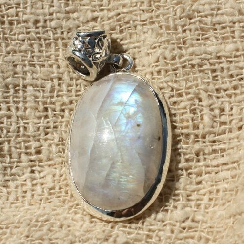 N1 - pendentif argent 925 et pierre - pierre de lune ovale 33x20mm