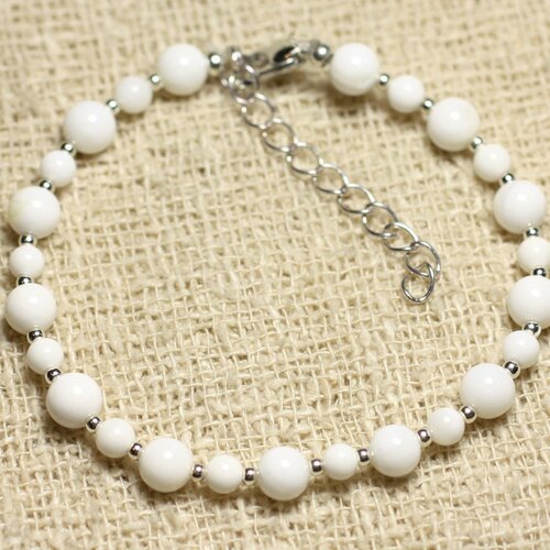 Bracelet argent 925 et pierre - magnésite 4 et 6mm