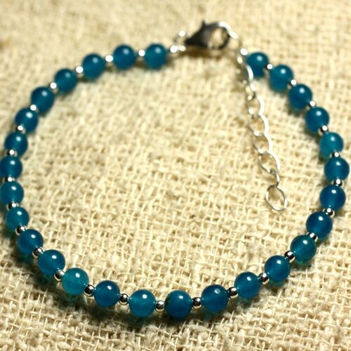 Bracelet argent 925 et pierre - jade bleue 4mm
