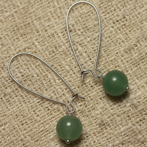 Boucles d'oreilles pierre semi précieuse - aventurine verte 10mm