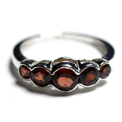 N122 - bague argent 925 et pierre - grenat ronds dégradés 2.5 - 4.5mm