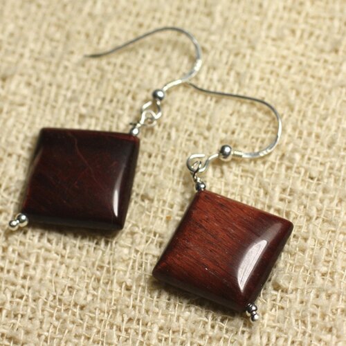 Boucles d'oreilles argent 925 - oeil de taureau losanges 20mm