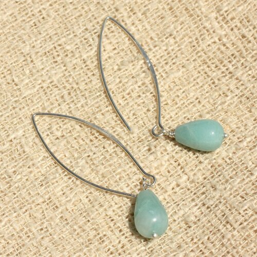 Boucles d'oreilles argent 925 - amazonite gouttes 12x8mm