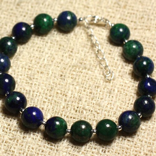 Bracelet argent 925 et pierre semi précieuse - chrysocolle 8mm